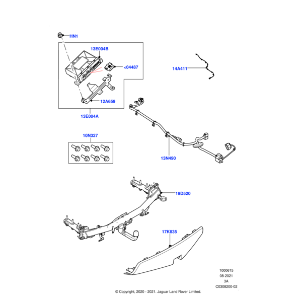Towing System - Detachable Tow Bar, 5 Seat and 5+2 Seat without Spare Wheel AWD, 20MY onwards