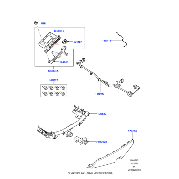 Towing System - Towing Receiver, Australia, 5 Seat and 5+2 Seat without Spare Wheel AWD, 20MY onwards