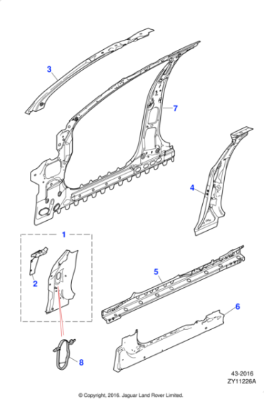 C2Z17490 - Jaguar B/C-post reinforcement