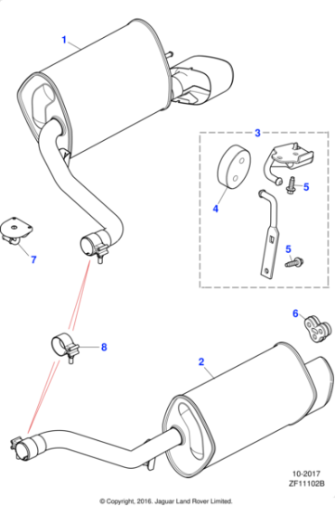 C2Z4792 - Jaguar Exhaust silencer/tail pipe assembly