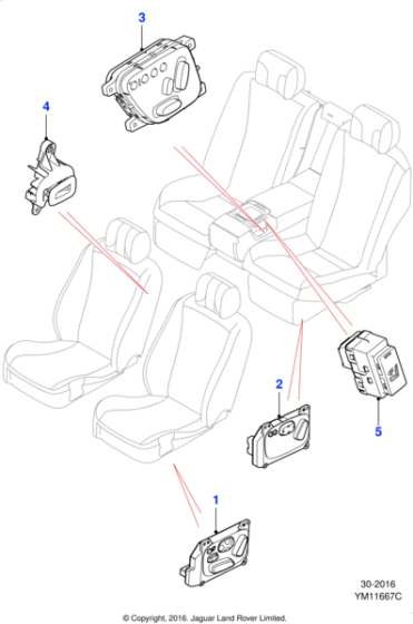 C2D2939NUG - Jaguar Seat adjustment switch