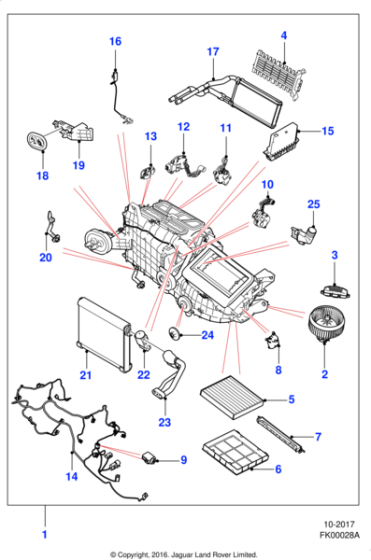 T2H26608 - Jaguar Evaporator and blower