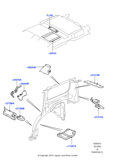 LR020544 - Land Rover Insulator - Roof