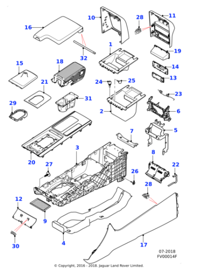 T2H3366LKP - Jaguar Armrest lid