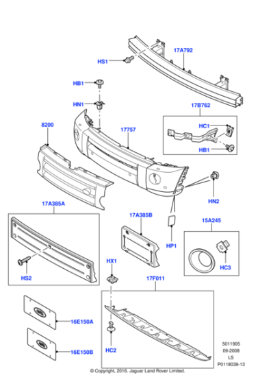 LR008619 - Land Rover Bumper
