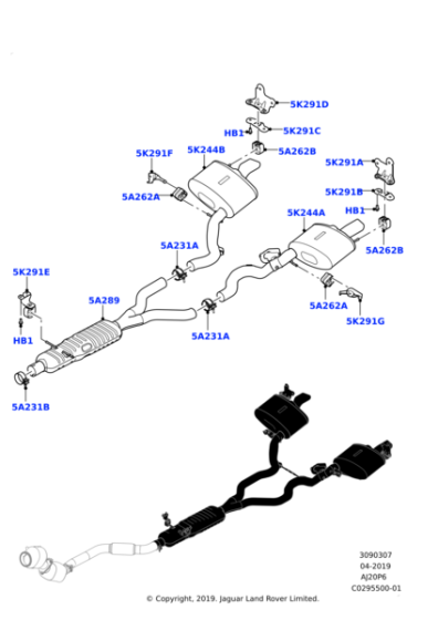 LR125184 - Land Rover Muffler And Pipe - Rear