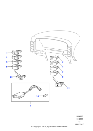 YUG000880PUY - Land Rover Switch - Parking Aid System