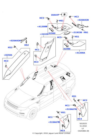 LR057149 - Land Rover Bezel - Seat Belt Guide Bracket