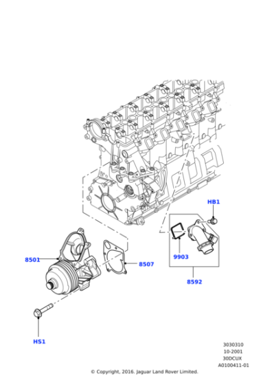 8510300 - Land Rover Gasket-cylinder block coolant pump