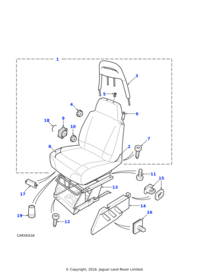 AWR4032LNF - Land Rover Handwheel-front seat squab manual recline mechanism