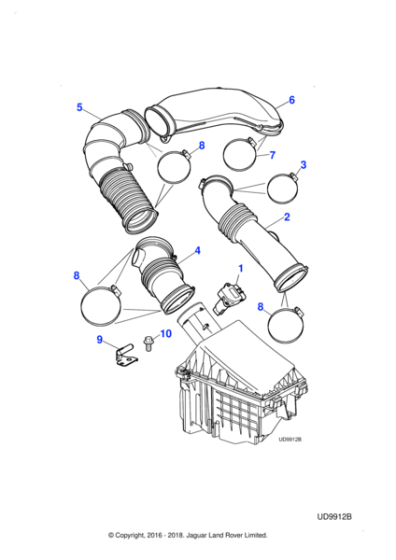 AJ811625 - Jaguar Air intake tube