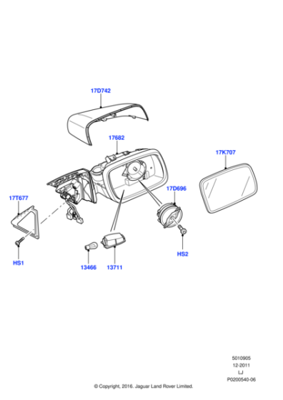 LR011057 - Land Rover GLASS - DOOR MIRROR