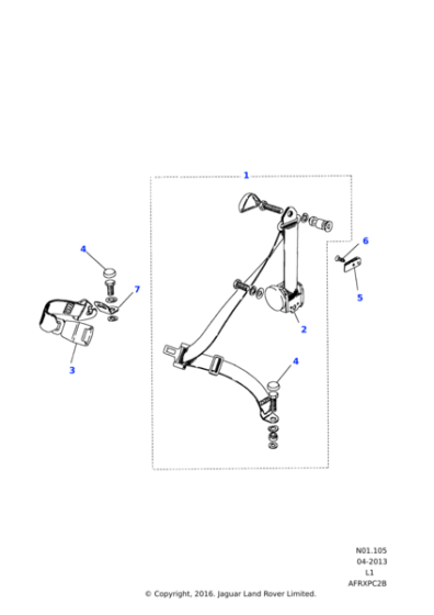 EVL000090PMA - Land Rover Seat belt assembly-individual rear