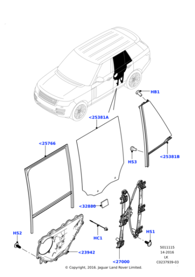 LR065500 - Land Rover Glass - Rear Door