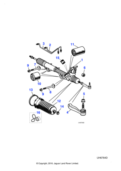 XR813139N - Jaguar Steering rack and pinion