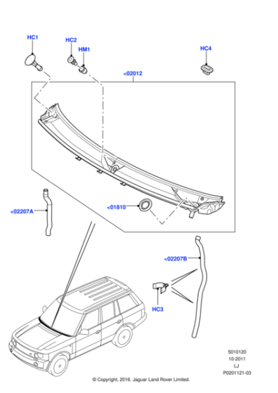 LR019738 - Land Rover Tube - Water Drain