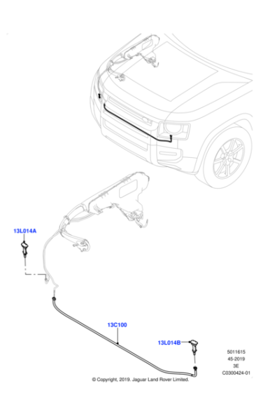 LR132136 - Land Rover Hose - Headlamp Wash