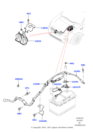 LR096090 - Land Rover Cable - Battery Positive