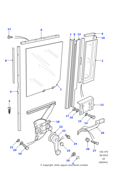 LR074773 - Land Rover Glass-rear side door