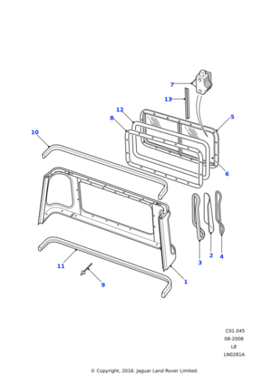LR044315 - Land Rover Glass assembly-opening backlight