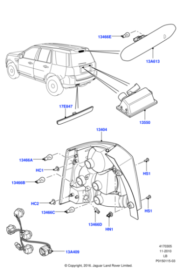 LR025620 - Land Rover Lamp - Rear