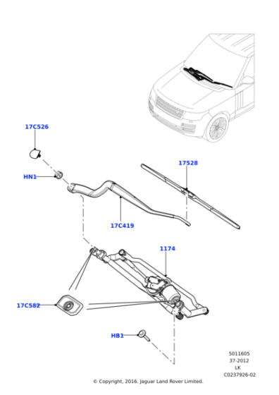 LR113393 - Land Rover WIPER MOTOR AND MECHANISM