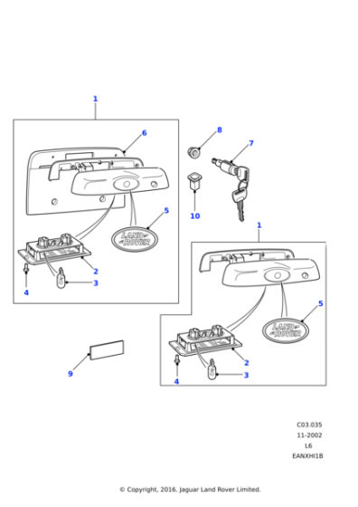 CXB000270PMA - Land Rover Handle assembly-taildoor