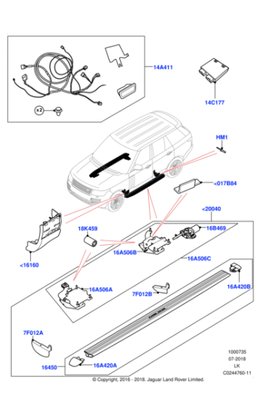 Deployable Side Steps - Mounting Bracket and Motor, Right Side, LWB, 17MY onwards
