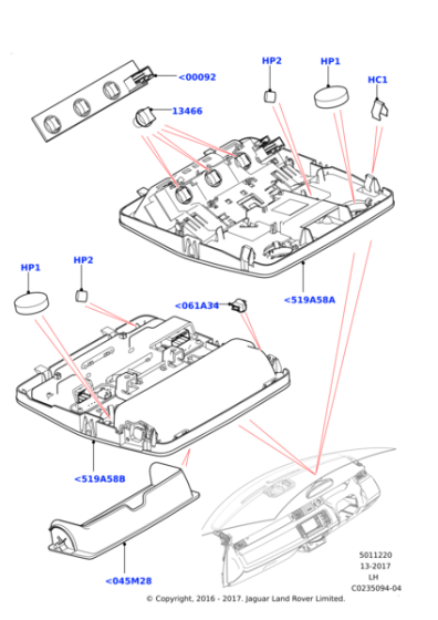 LR086387 - Land Rover BIN - SUNGLASSES HOLDER
