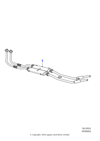 T4K12731 - JAGUAR E-Type stainless steel exhaust 3.8L (straight through centre box)