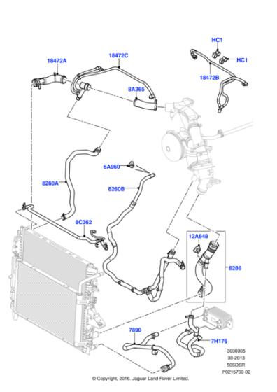 LR019007 - Land Rover Hose - Heater Water