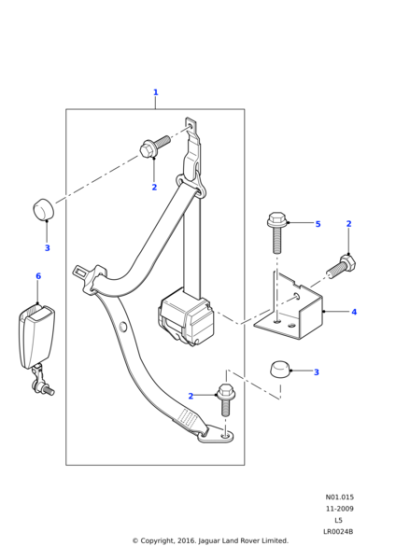 EVL000450PMA - Land Rover Seat belt assembly.