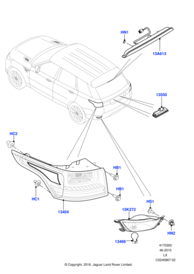 LR136856 - Land Rover Lamp - Rear
