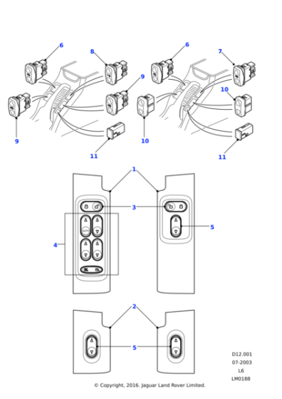 YUD500330PUY - Land Rover Switch - Window