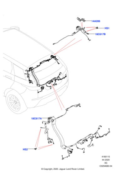 LR137215 - Land Rover Wiring - Tailgate