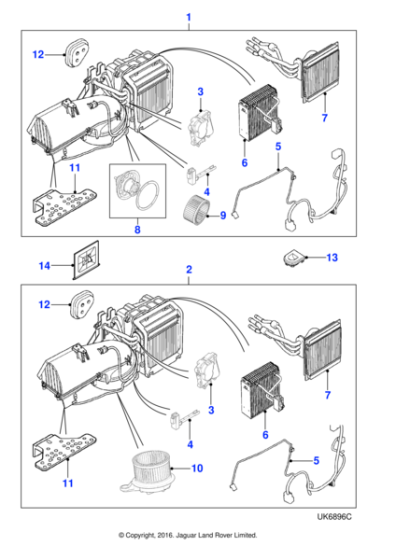 XR857311 - Jaguar Evaporator and blower