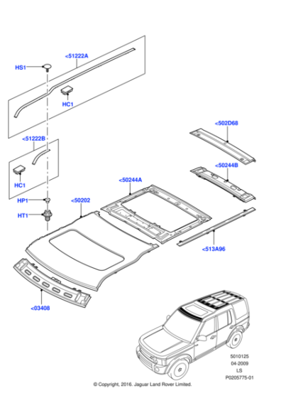 LR031722 - Land Rover Rail - Roof