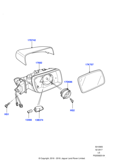 LR041880 - Land Rover Mirror