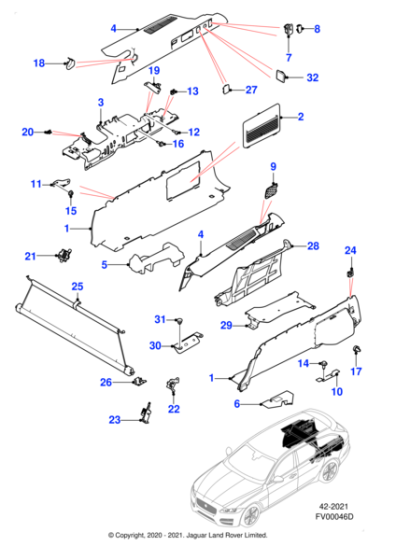 T2H36533AMT - Jaguar Trunk side carpet