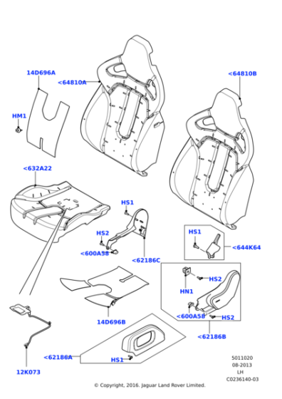 LR028876 - Land Rover Pad - Seat Back