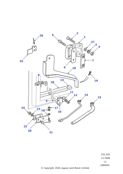 BFU710030 - Land Rover Bracket assembly-rear door checker