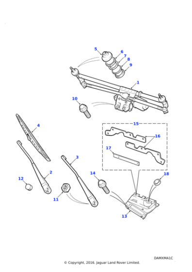 DLB101760 - Land Rover Mechanism assembly-windscreen wiper