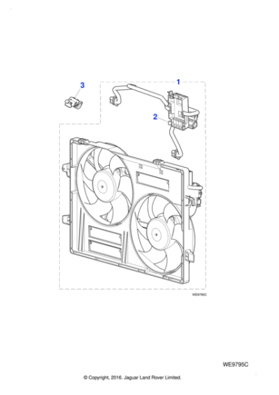 C2S27035 - Jaguar Fan, cowl and motor