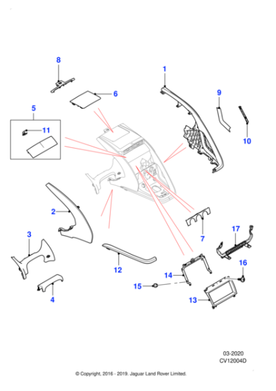 T2R26646PWE - Jaguar Facia moulding