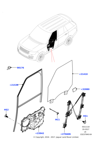 LR034279 - Land Rover Regulator - Window