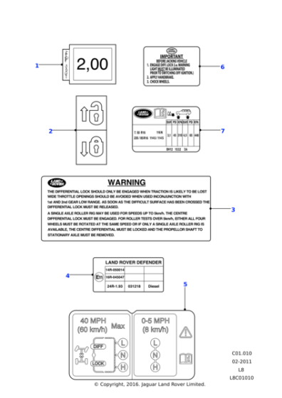 LR023780 - Land Rover Label - Tire Pressure Instruction