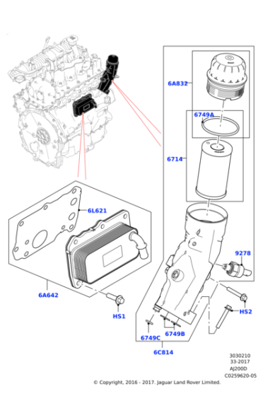 LR073678 - Land Rover Oil Cooler