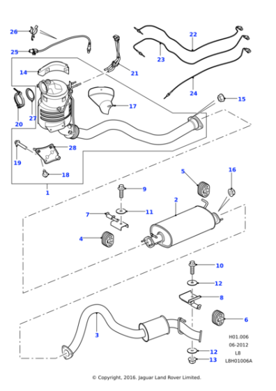 LR066423 - Land Rover Muffler And Pipe - Rear