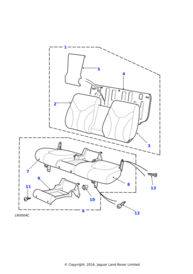 HLF105490RIG - Land Rover Cushion-rear seat folding bench