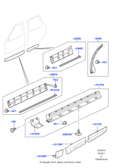 LR024090 - Land Rover Moulding - Door Outside